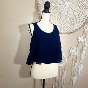 PAPER CRANE Navy blue dressy crop top